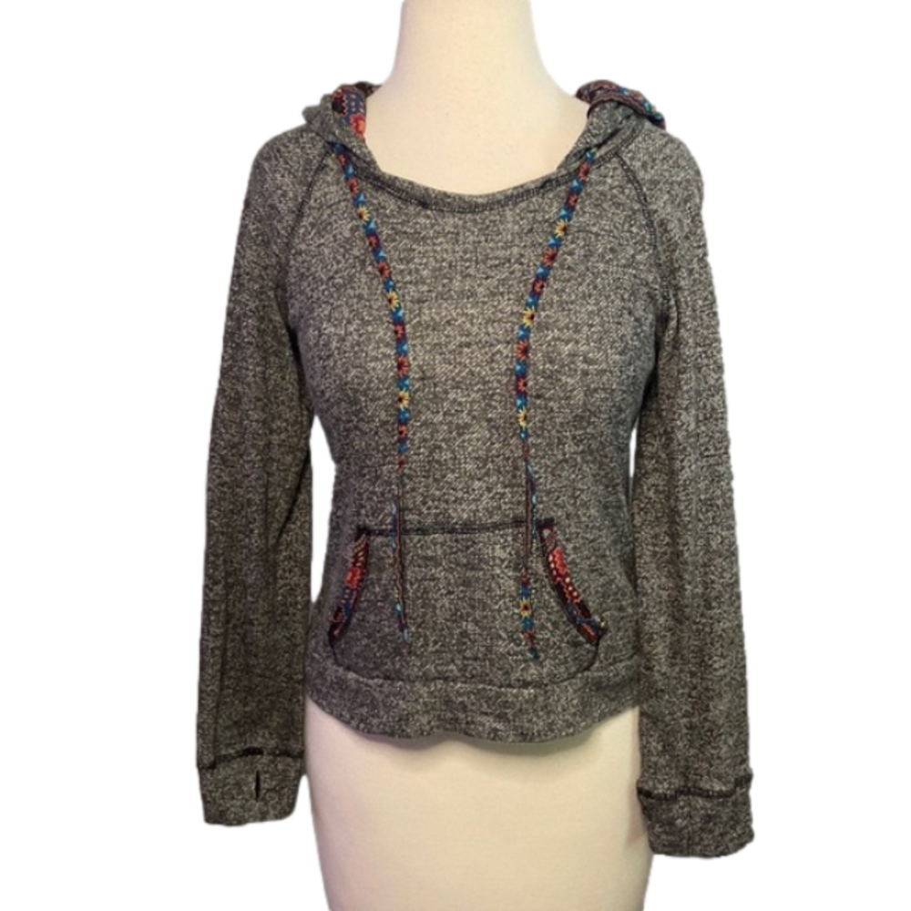 American Rag Hoodie Print Hood And Drawstrings Gray S